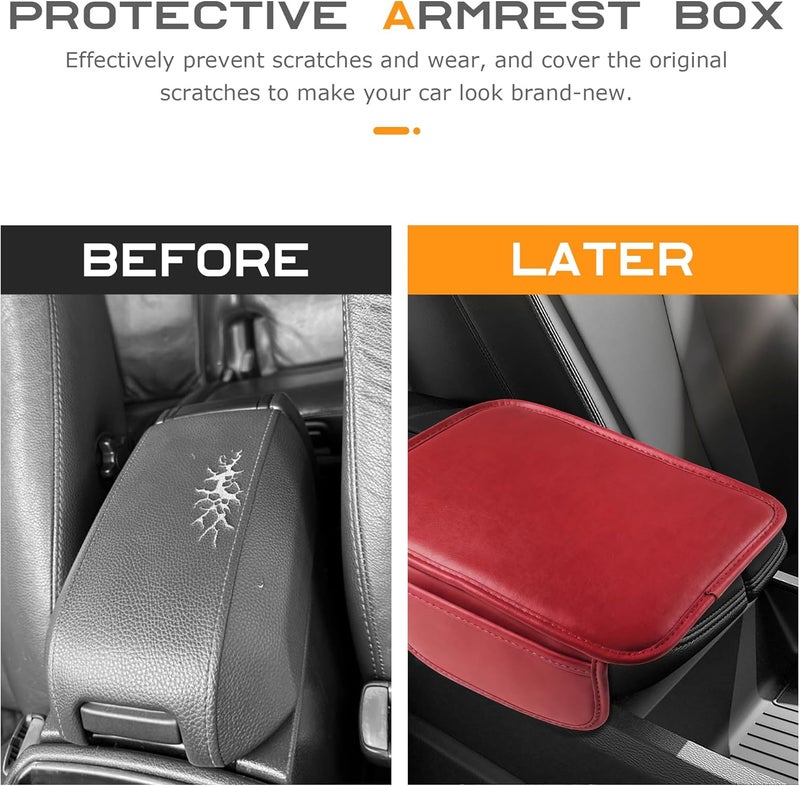 SCUARI Center Console Cover,Arm Rest Cover for Car,Car Accessories Car Center Console Cover,Center Console Cover with Storage Bag,Car Interior Accessories for Most Vehicles Vehicles (Red) - Image 4